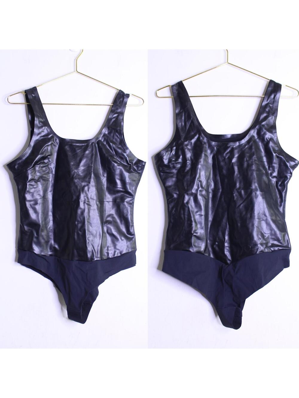 NWOT Pinsy Vegan Leather Scoop Tank Shapewear Bodysuit - XL